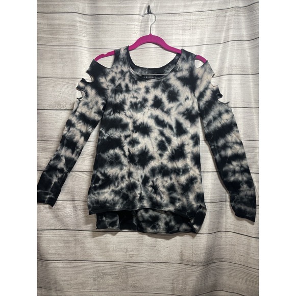 Rock And Republic Tie-Dye Cutout Sleeve Top Ladies Large Sexy Biker Concert Tee - Picture 1 of 8